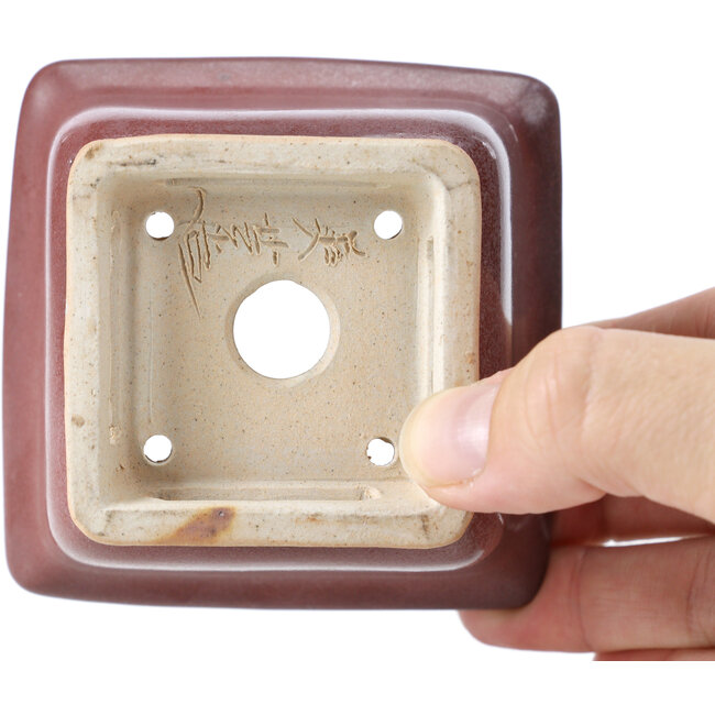 Pot à bonsaï carré lilas bordeaux par Bigei - 85 x 85 x 60 mm