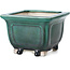 Square green bonsai pot by Bigei - 96 x 96 x 70 mm