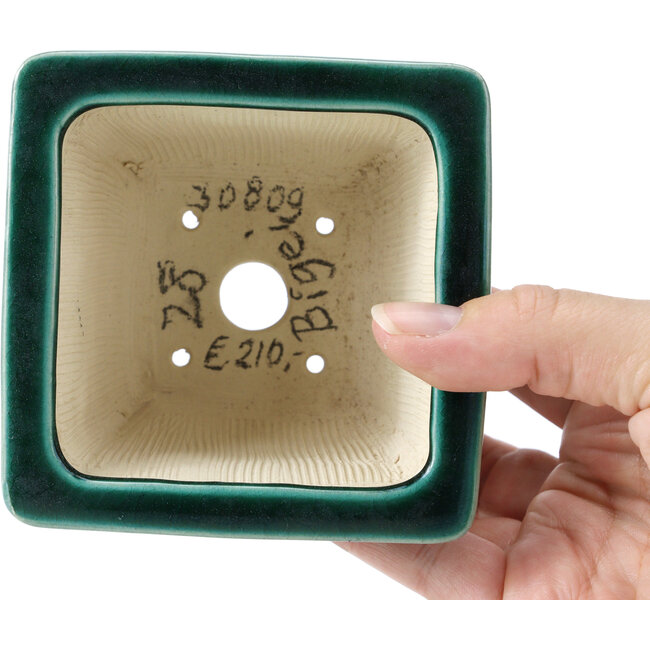 Pot à bonsaï carré vert par Bigei - 96 x 96 x 70 mm