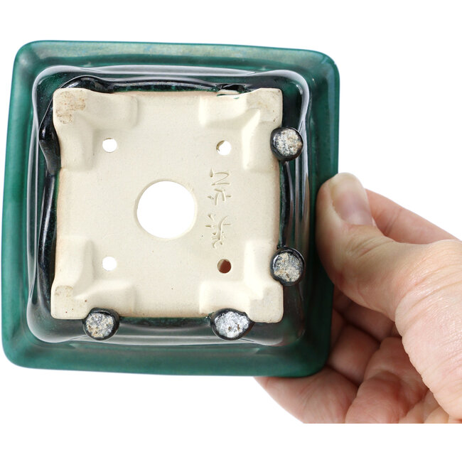 Pot à bonsaï carré vert par Bigei - 96 x 96 x 70 mm