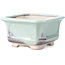 Square soft blue-green and purple bonsai pot by Bigei - 110 x 106 x 60 mm