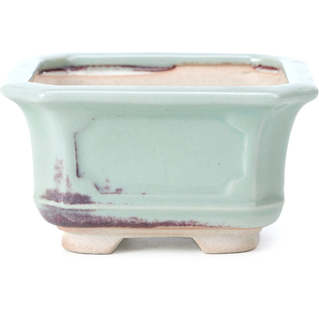 Square mintgreen and purple bonsai pot by Bigei - 110 x 106 x 60 mm