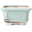 Square soft blue-green and purple bonsai pot by Bigei - 110 x 106 x 60 mm