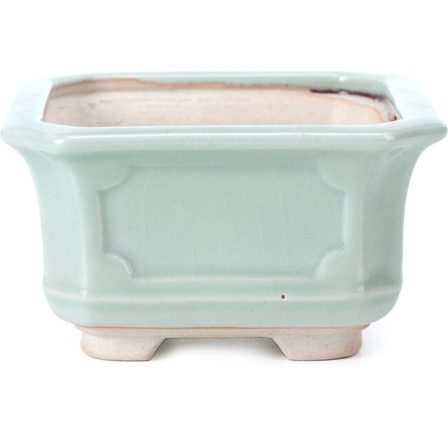 Pot à bonsaï carré vert menthe et violet par Bigei - 110 x 106 x 60 mm