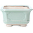 Square soft blue-green and purple bonsai pot by Bigei - 110 x 106 x 60 mm