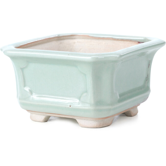Pot à bonsaï carré bleu-vert et violet doux de Bigei - 110 x 106 x 60 mm