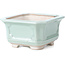 Square soft blue-green and purple bonsai pot by Bigei - 110 x 106 x 60 mm