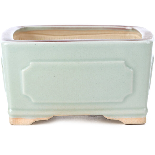 Square green and red bonsai pot by Bigei - 105 x 105 x 55 mm