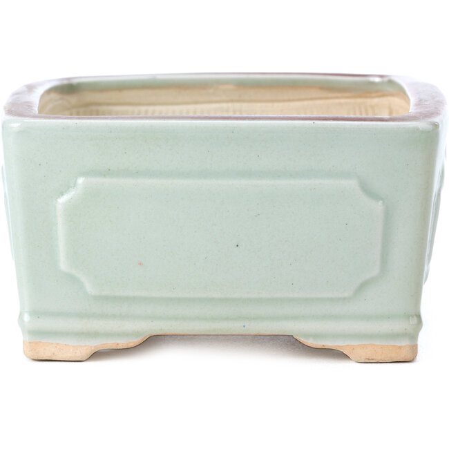 Square green and red bonsai pot by Bigei - 105 x 105 x 55 mm