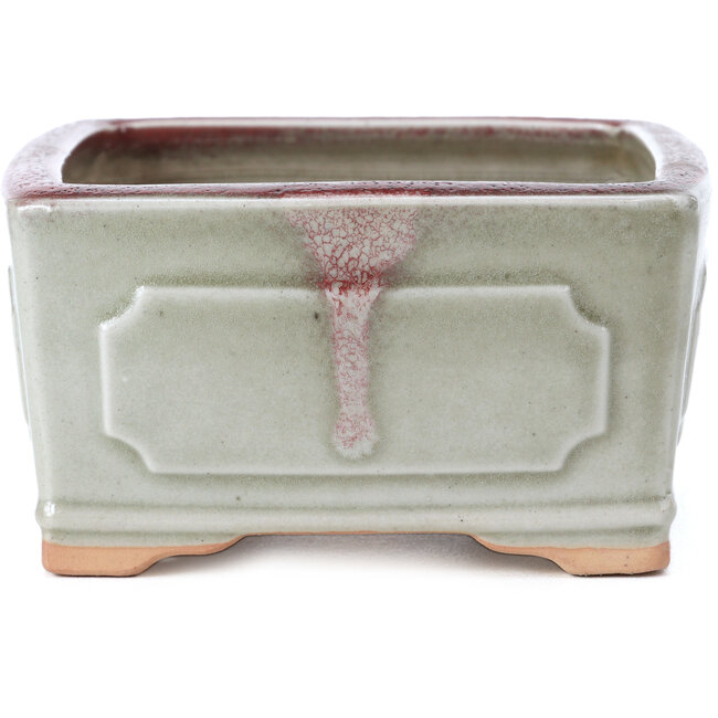 Maceta de bonsái cuadrada verde y roja de Bigei - 105 x 105 x 55 mm