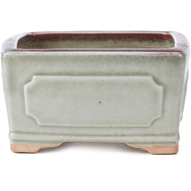Vierkante groene en rode bonsaipot van Bigei - 105 x 105 x 55 mm