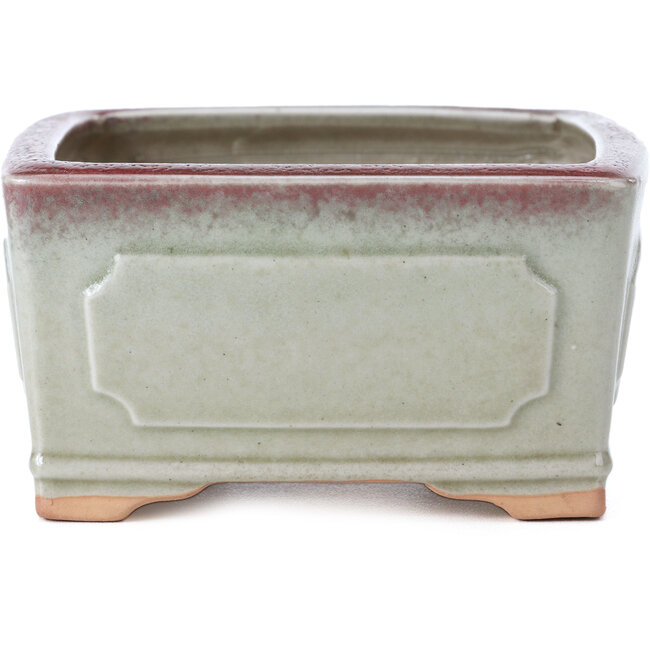 Pot à bonsaï carré vert et rouge par Bigei - 105 x 105 x 55 mm