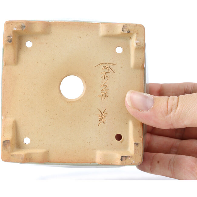 Maceta de bonsái cuadrada verde y roja de Bigei - 105 x 105 x 55 mm