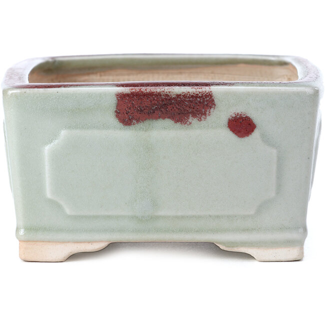 Square green and red bonsai pot by Bigei - 105 x 105 x 55 mm