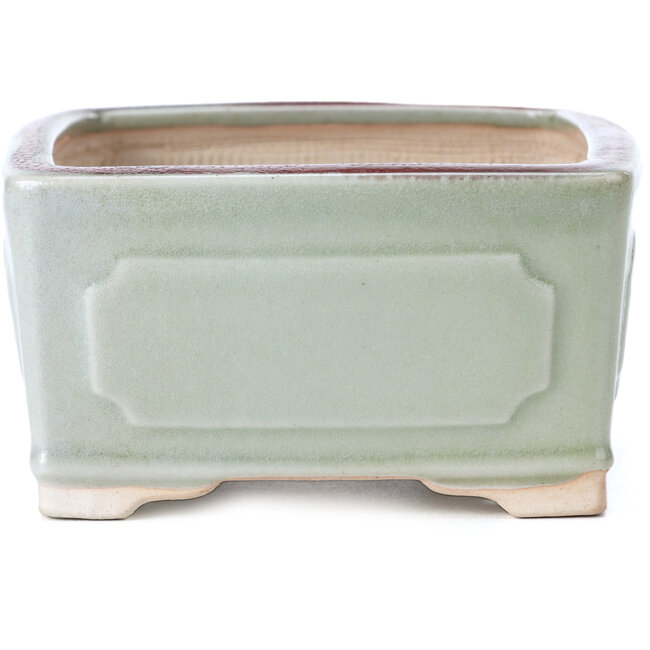 Vierkante groene en rode bonsaipot van Bigei - 105 x 105 x 55 mm