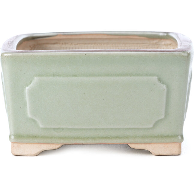 Square green and red bonsai pot by Bigei - 105 x 105 x 55 mm