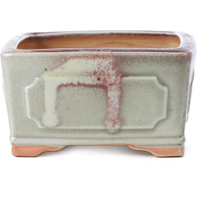 Pot à bonsaï carré vert et rouge par Bigei - 105 x 105 x 55 mm