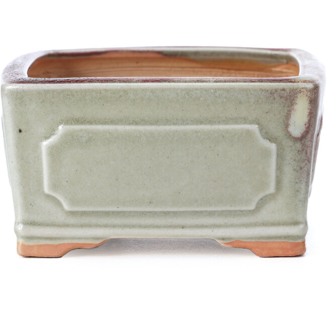 Vierkante groene en rode bonsaipot van Bigei - 105 x 105 x 55 mm