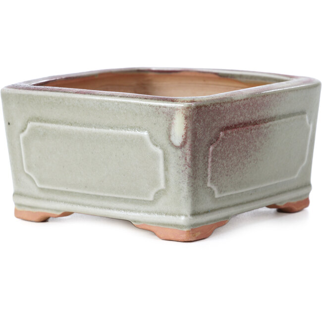 Pot à bonsaï carré vert et rouge par Bigei - 105 x 105 x 55 mm