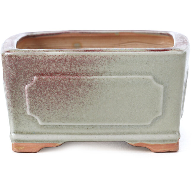 Square green and red bonsai pot by Bigei - 105 x 105 x 55 mm