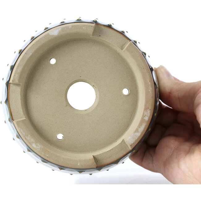 Pot à bonsaï rond bleu par Bigei - 115 x 115 x 75 mm