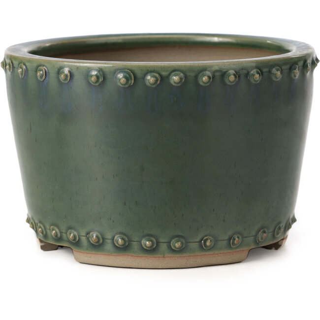 Pot à bonsaï rond vert par Bigei - 115 x 115 x 75 mm