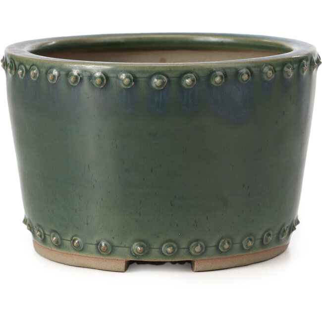 Round green bonsai pot by Bigei - 115 x 115 x 75 mm