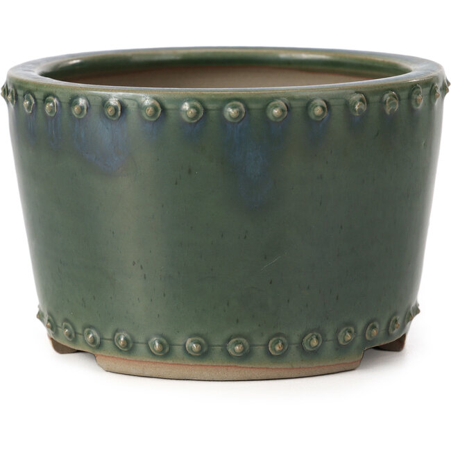 Round green bonsai pot by Bigei - 115 x 115 x 75 mm
