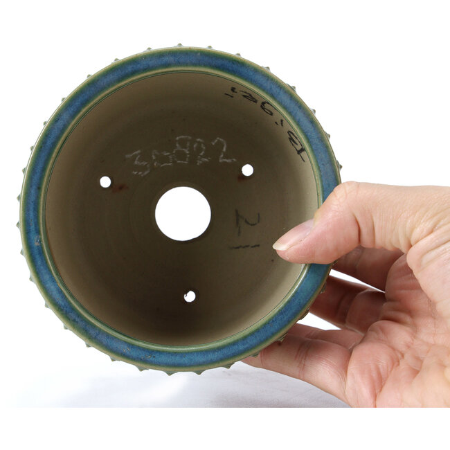 Pot à bonsaï rond vert par Bigei - 115 x 115 x 75 mm