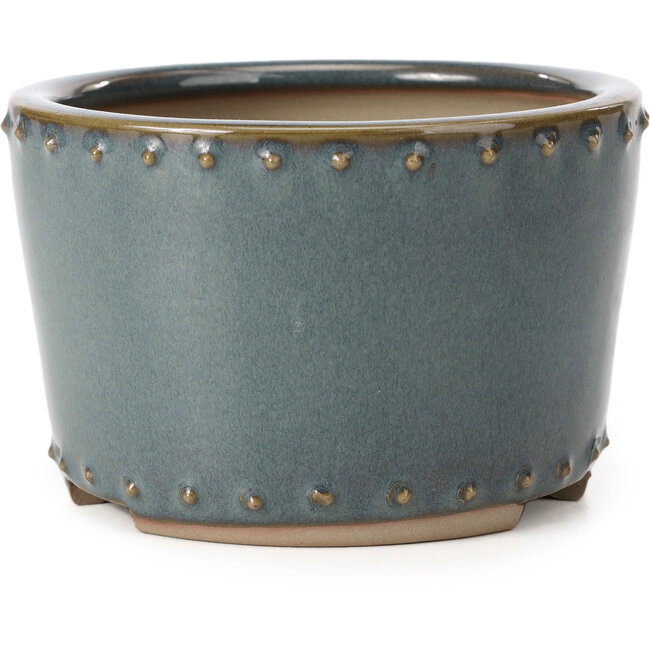 Runde blaue Bonsaischale von Bigei - 115 x 115 x 75 mm