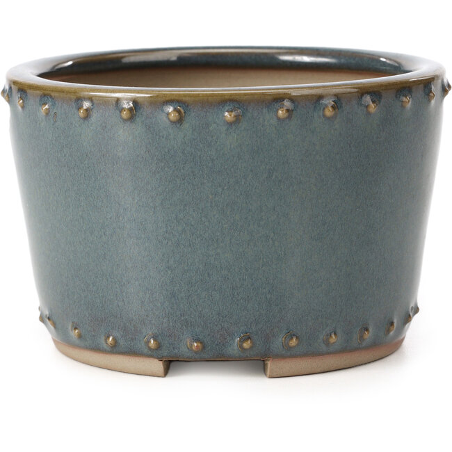 Round blue bonsai pot by Bigei - 115 x 115 x 75 mm