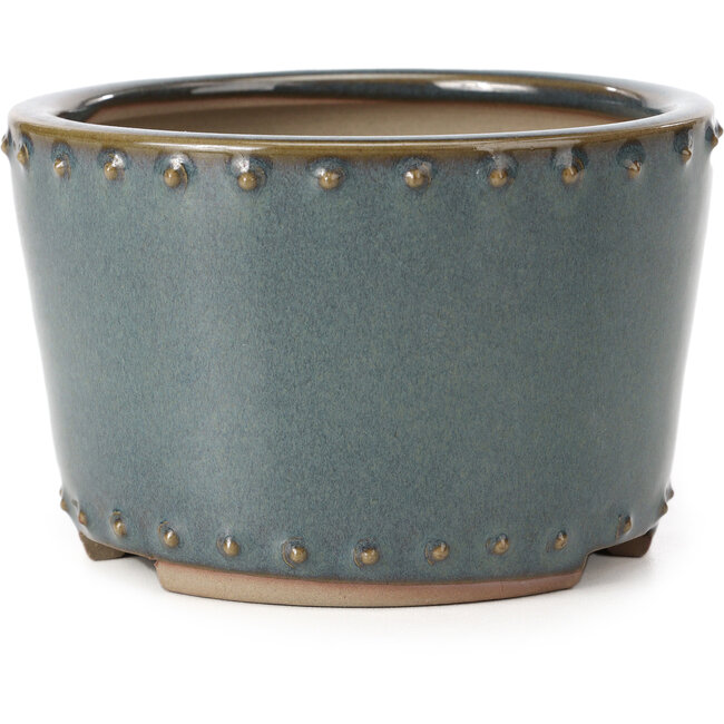 Vaso per bonsai rotondo blu di Bigei - 115 x 115 x 75 mm