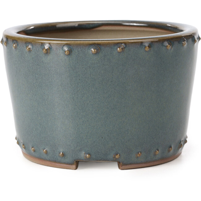 Round blue bonsai pot by Bigei - 115 x 115 x 75 mm