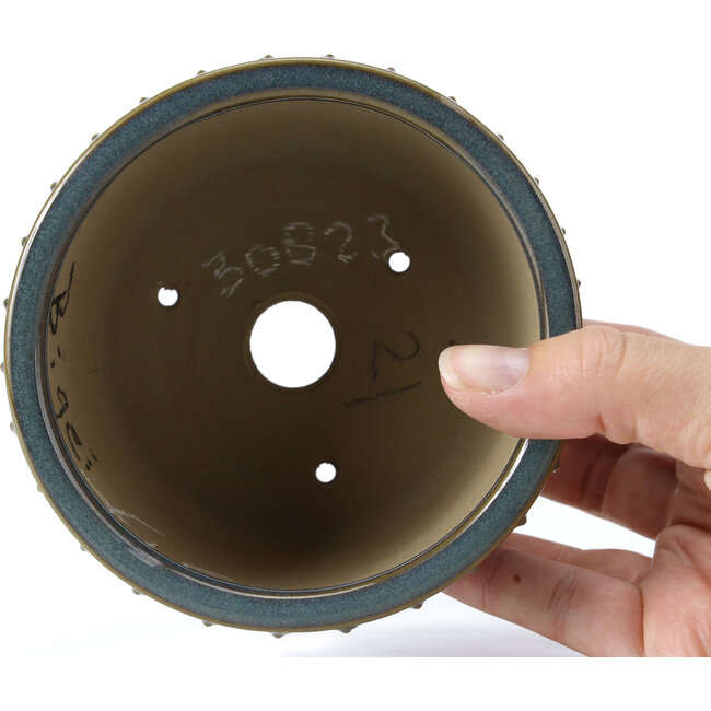 Maceta de bonsái redonda azul de Bigei - 115 x 115 x 75 mm