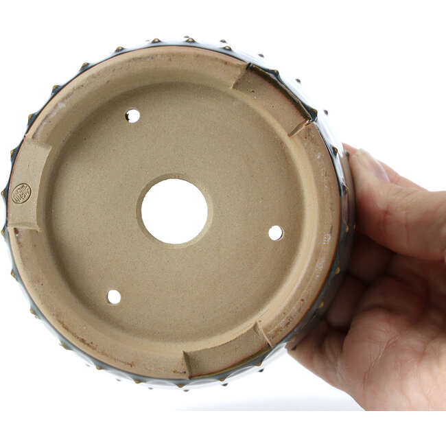 Runde blaue Bonsaischale von Bigei - 115 x 115 x 75 mm