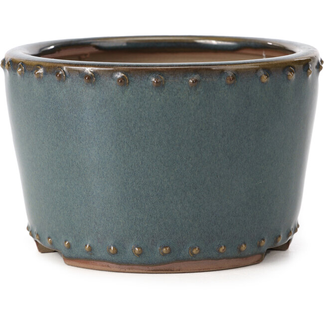 Runde blaue Bonsaischale von Bigei - 115 x 115 x 75 mm