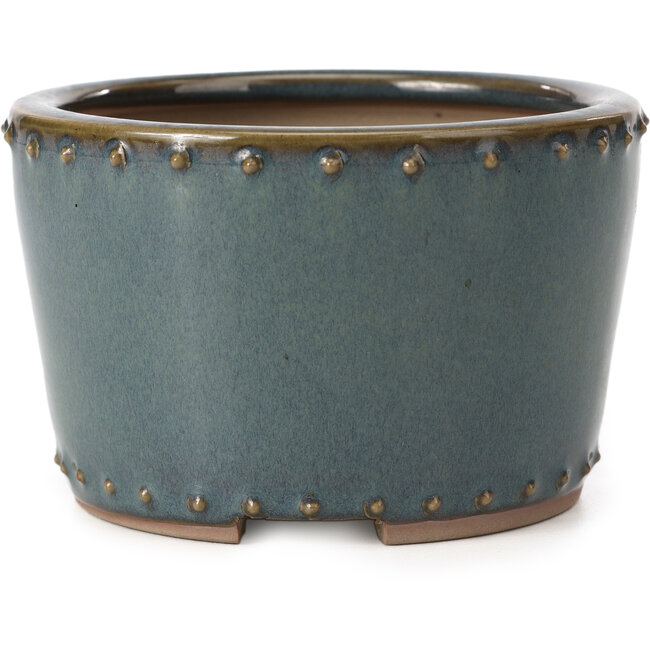 Maceta de bonsái redonda azul de Bigei - 115 x 115 x 75 mm