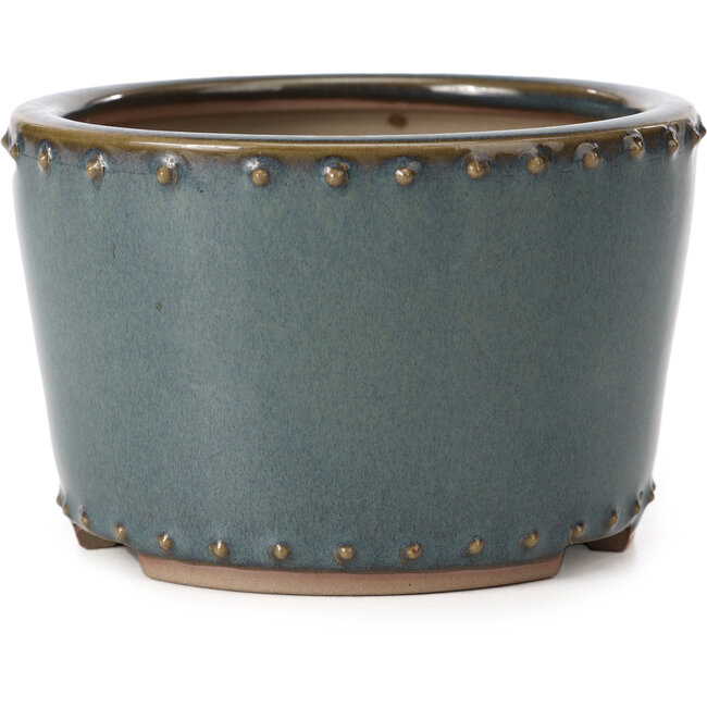 Vaso per bonsai rotondo blu di Bigei - 115 x 115 x 75 mm