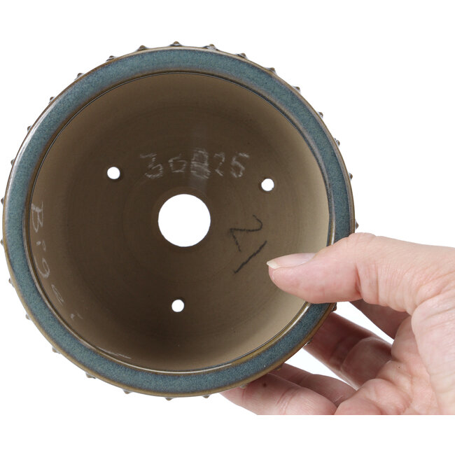 Maceta de bonsái redonda azul de Bigei - 115 x 115 x 75 mm