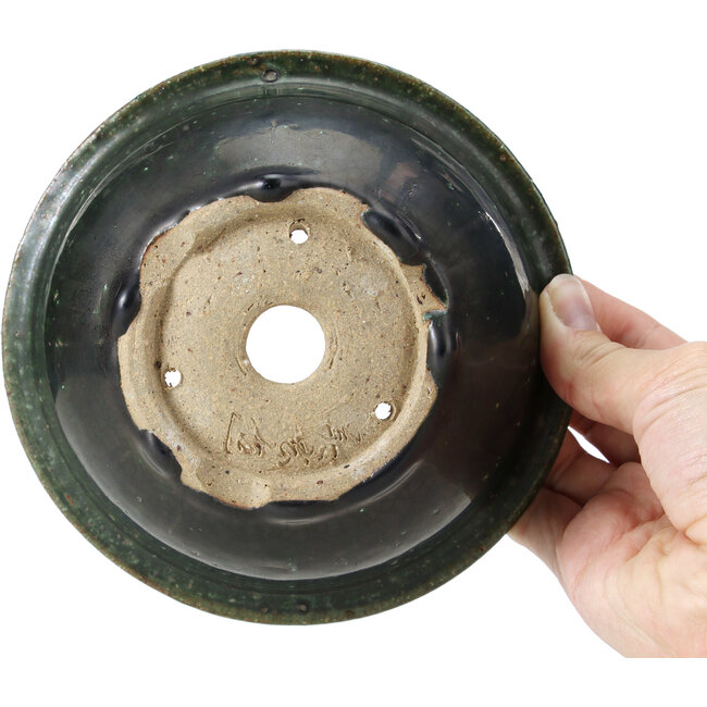 Pot à bonsaï rond vert par Bigei - 153 x 153 x 55 mm