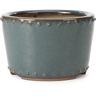 Bigei - Hirata Atsumi Pot à bonsaï rond bleu 115 mm par Bigei, Tokoname, Japon