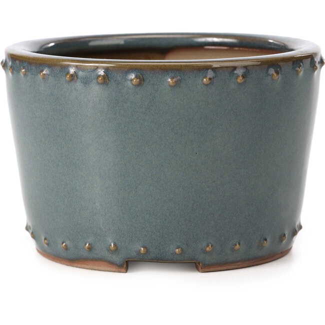 Round blue bonsai pot by Bigei - 115 x 115 x 75 mm