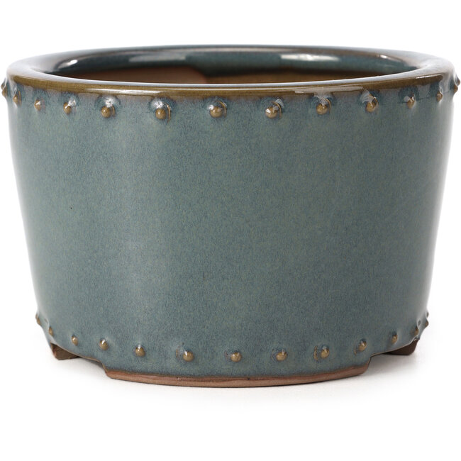 Round blue bonsai pot by Bigei - 115 x 115 x 75 mm