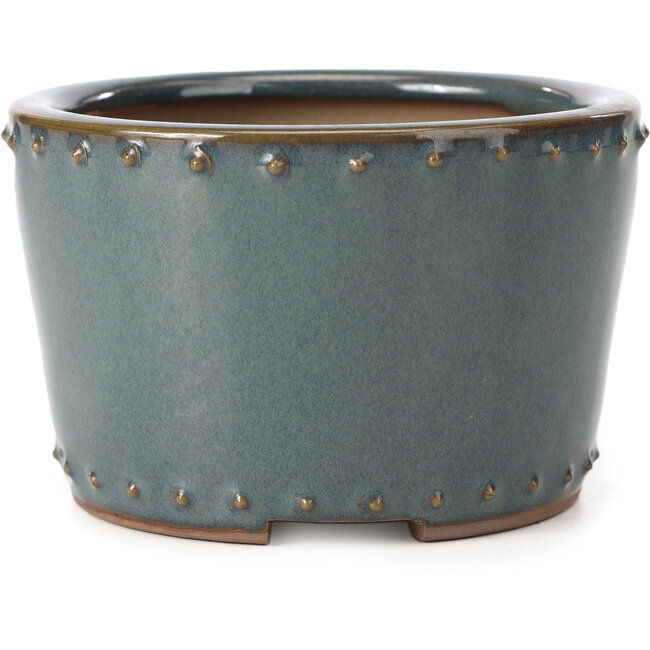 Ronde blauwe bonsaipot van Bigei - 115 x 115 x 75 mm