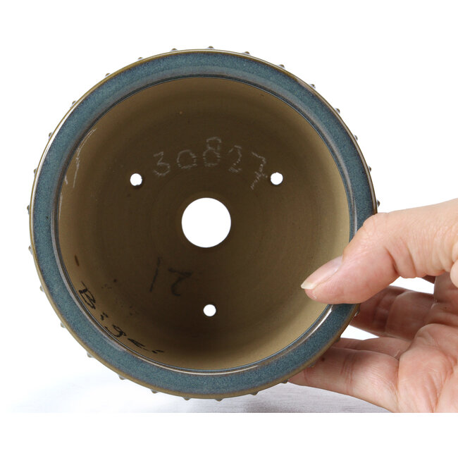 Ronde blauwe bonsaipot van Bigei - 115 x 115 x 75 mm