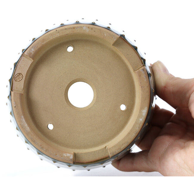 Pot à bonsaï rond bleu par Bigei - 115 x 115 x 75 mm