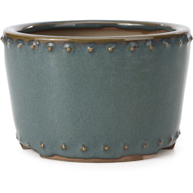 Runde blaue Bonsaischale von Bigei - 115 x 115 x 75 mm