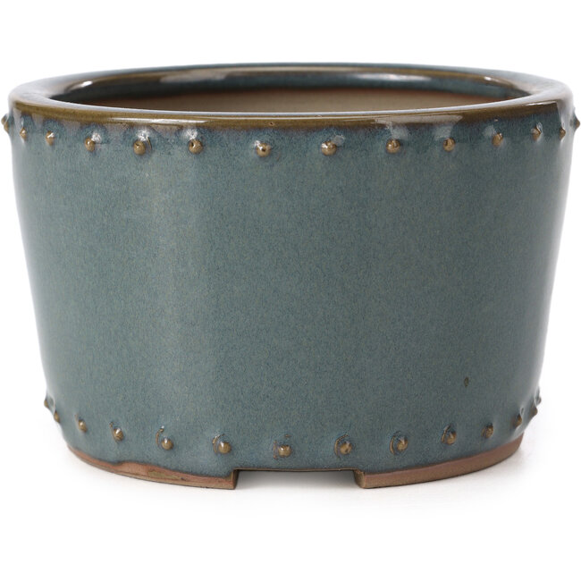 Round blue bonsai pot by Bigei - 115 x 115 x 75 mm