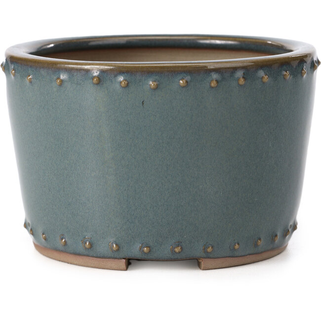 Round blue bonsai pot by Bigei - 115 x 115 x 75 mm