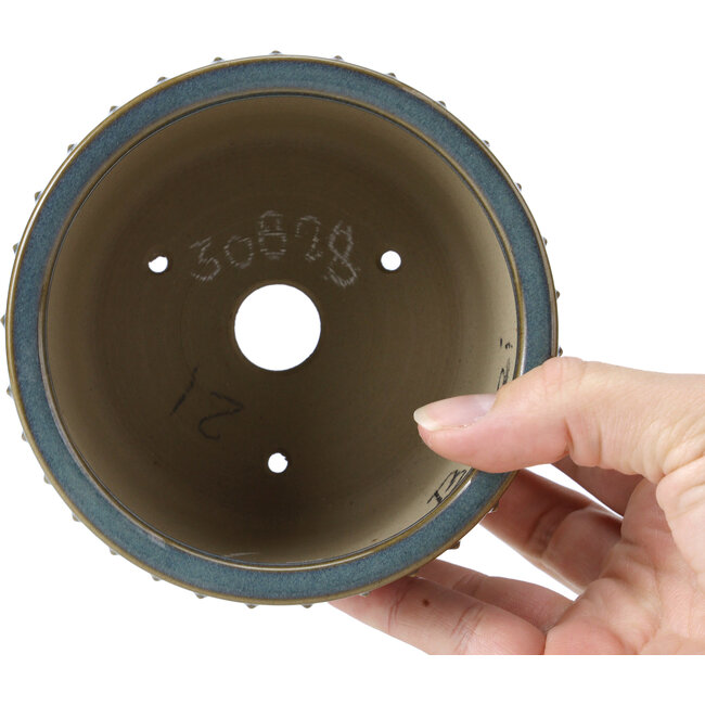 Pot à bonsaï rond bleu par Bigei - 115 x 115 x 75 mm